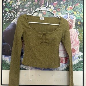 Cotton On Green Crop Tie Front Blouse
